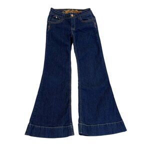 Rampage Dark Wash Flared Denim Jeans W/ Gold Embellishments Size 10